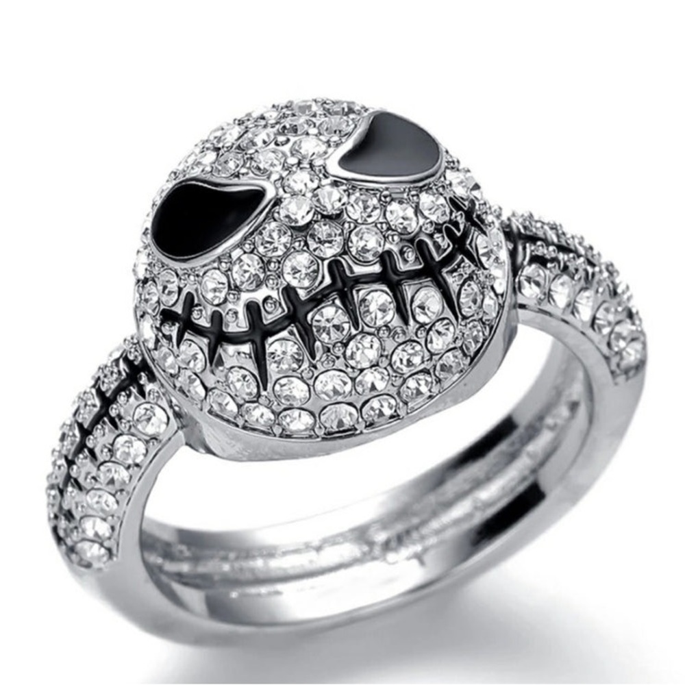 Nightmare Before Christmas Jack Skellington Skull Rhinestone Ring